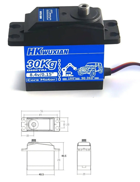 Badass 30Kg Metal Digital Servo With Heavy Duty Iron Drive Built For Rc Cars Robot Arms And Helicopters featuring metal design and dimensions.