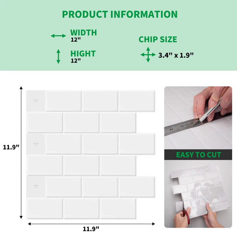 Peel And Stick Backsplash Tile Set For Kitchen And Bath Self Adhesive Vinyl Subway Tiles Easy DIY No Mess No Fuss 12 Inch