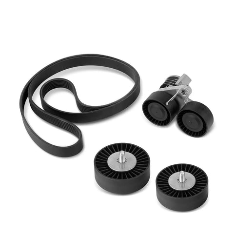 Premium Drive Belt Pulley Tensioner Kit For BMW N54 Engines includes steel tensioners and rubber belt for E90 E92 E93 335i.