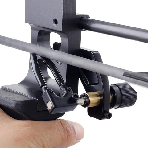 Close-up of Built Tough Durable Aluminum Arrow Rest For Recurve And Compound Bows Screw In Right Hand Archery Rest in use