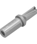 Close-up of Pro Grade Chamfering Drill Tool For CNC Machines With Carbide Tip And U Shank Drilling Bar, side angle view.