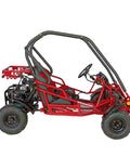 Red 125Cc Go Kart Spyder GKT125-9 Off Road Beast with air cooled engine, LED headlights, and larger seating visible side view