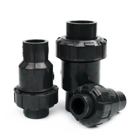 Single Union Check Valve 20mm To 110mm For Aquarium Garden Irrigation And Water Treatment Durable UPVC PVC Non Return Valve Prevents Backflow Easy Pipe Fit Plug And Play Plumbing Fittings, black UPVC fittings