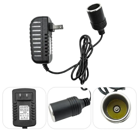 AC To DC Converter Cigarette Lighter Adapter 110V To 12V Power Supply 24W Output with cord and plug details