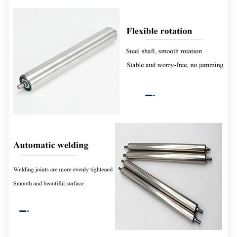 Heavy Duty Stainless Steel Gravity Conveyor Rollers Three Pack Rock Solid For Warehouse Food Processing Unpowered Transport Drums Waterproof Design No Sweat Setup Smooth As Silk Industrial Hardware