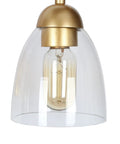 Close-up of clear glass shade on Gold Vanity Light Fixture Set With Clear Glass Shades, Modern 3 Light Over Mirror Bath Lighting, 22 Inch Long