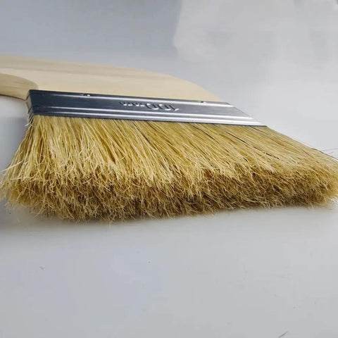 Close-up of U Shaped Limewash Paint Brush With Double Head For Mineral Paints 200mm Natural Pig Bristle Stainless Steel Ferrule