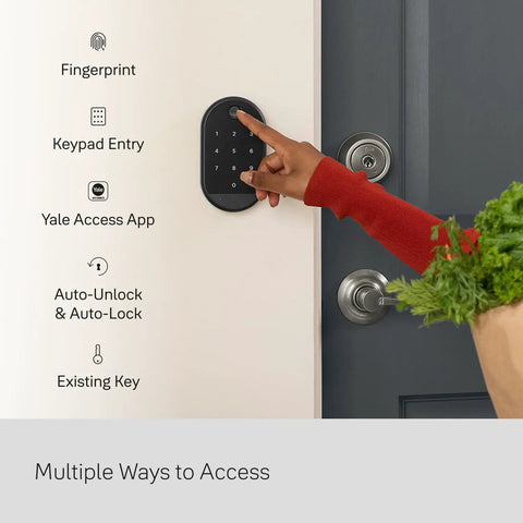 Premium Locked In WiFi Smart Lock Featuring Fingerprint Access And Keypad Touch For No Sweat Upgrades To Your Existing Front Door Deadbolt Setup In Sharp Black