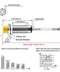 Diagram of 16mm Inductive Proximity Sensor Switch M18 Cylindrical Type DC 10 To 30V 200mA Three Wire NPN Normally Open Output.