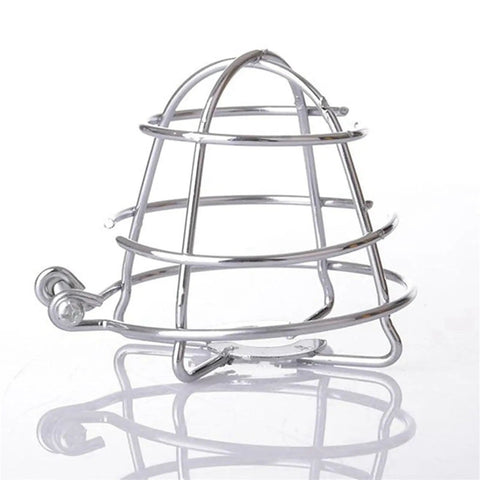 Heavy Duty Chrome Plated Fire Sprinkler Head Guard Top Shelf Protective Cage for 1/2 and 3/4 inch recessed systems, angled view.