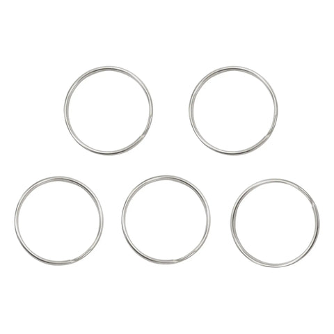 51mm Stainless Steel Split Rings For BCD Attachment, 2.5mm Wire, 5 Pack, displayed in a row, ideal for heavy duty dive gear and secure setup.