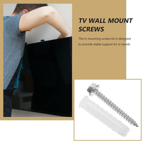 Heavy Duty TV Wall Mount Anchor Kit With Drywall Screws And Concrete Expansion Tubes For Easy Install In Drywall Brick Or Concrete Walls Heavy Duty Steel Mounting Hardware For Secure TV Mounting On Studs Or Solid Masonry, steel screw and drywall anchor