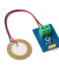 Analog Ceramic Piezo Vibration Sensor Module 4 Pack with analog output for Arduino 3.3V and 5V DIY kits showing sensor and connectors