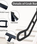 Details of Heavy Duty U Shaped Handrails For Outdoor Steps Built From Solid Wrought Iron With Black Powder Coat, full welded design, easy to grip.
