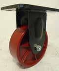 Heavy Duty 6 X 2 Inch Kingpinless Caster Set With Two Swivel And Two Rigid Units Ductile Steel Wheels, side view.