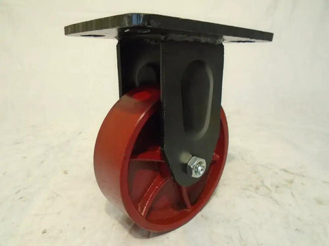 Heavy Duty 6 X 2 Inch Kingpinless Caster Set With Two Swivel And Two Rigid Units Ductile Steel Wheels, side view.