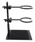 Double Tier Pour Over Coffee Dripper Stand With Glass Server And Ceramic Filter Cup Adjustable Height Prime Daily Grind Brew Bar Station for Home Cafe Smooth Pour, black metal stand with adjustable height.