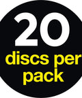 Packaging showing 20 discs per pack for securing wall plugs in oversized holes, ideal for curtain rails, shelves, hooks.