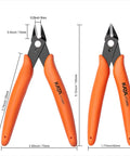 Orange Pro Grade Micro Wire Cutter Pliers Flush Cutters For Jewelry Making And Hobby Models Gundam Electronics Two Pack with dimensions