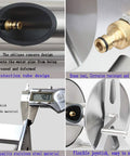 Detailed view of components in No More Tangled Mess This Wall Mounted Stainless Steel Hose Reel Cart, showcasing protection tube design and brass fittings.