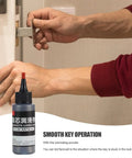 Dry Graphite Lubricant For Locks And Hinges No Residue Dust Free Powder Spray 50mL used on a door key and lock mechanism