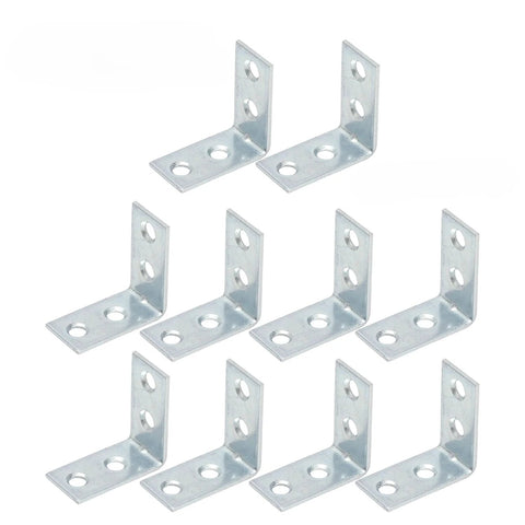 10 Pieces Iron Right Angle Corner Brackets For Furniture Cabinets Tables And Chairs Connectors Fasteners Hardware Accessories Durable 90 Degree Support For Shelves Frames And Projects in a grid layout