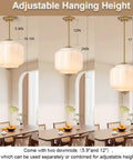 Adjustable height of Straight Up Vintage Milk Glass Ceiling Light Fixture With Antique Brass Dome Shade, showing different mounting options.
