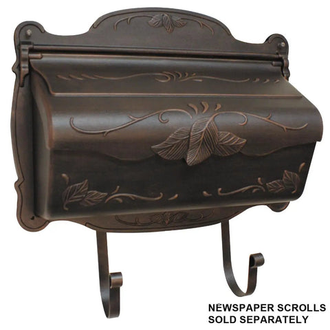 Hummingbird Horizontal Wall Mount Mailbox Copper Aluminum with Rust-Free Finish and Brass Hardware, Weather Resistant Design