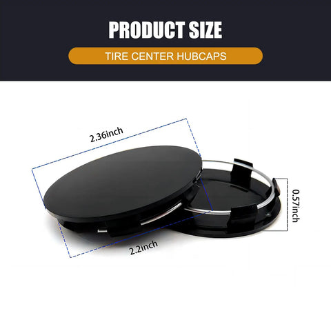 Image of 4 Pack Silver Car Wheel Center Hub Covers, 60 mm Outer Diameter And 50 mm Inner Diameter, Snap-In Rim Caps, dimensions labeled