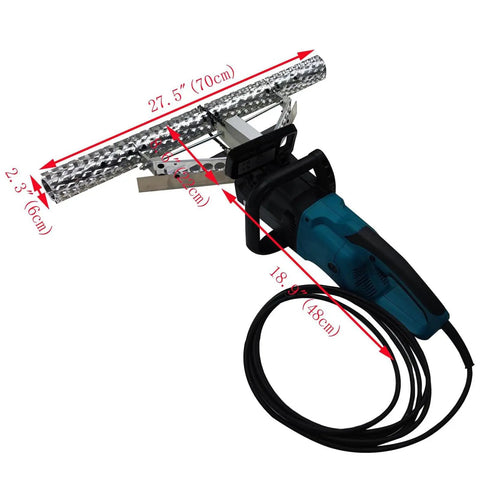 Heavy Duty 27 Inch Spray Foam Cutter Saw For Open Cell Insulation Removal With No Fuss Grip and Hella Sharp Blades, showing dimensions