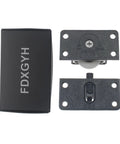 Two Set Sliding Cabinet Door Hardware ABS Plastic Wardrobe Pulley close-up showing black components with screw and bearing
