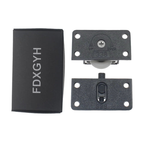 Two Set Sliding Cabinet Door Hardware ABS Plastic Wardrobe Pulley close-up showing black components with screw and bearing