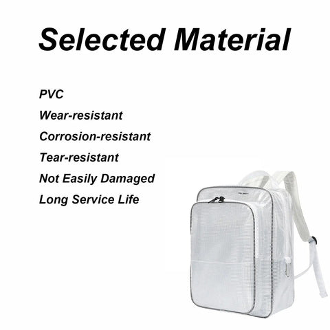 Heavy Duty Anti Static Clear PVC Tool Backpack With A Hella Tough Abrasion Resistant Build Crafted For Cleanroom Engineers showcasing durable material features.