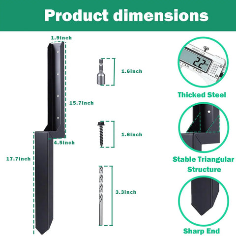 Heavy Duty H Shaped Galvanized Fence Post Repair Kit For Leaning Or Broken Wooden Posts In Yard Farm And Ranch 8 Pack Durable Steel Stakes For Quick Fence Fix dimensions