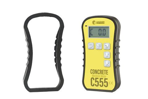 Pinless Concrete Moisture Meter For Quick Non Destructive Readings On Smooth Concrete No Surface Damage Detect Hotspots And Plan Sensor Placement With Included Standard Calibrator, yellow C555 meter with black frame