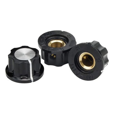 A01 Silver Tone Potentiometer Rotary Knob Set for 6mm Shaft, 360 Degree Volume Control, Replacement Parts for Audio Gear, 20 Pcs