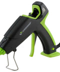 Black and green Auto Shut Off Hot Glue Gun Dual Temperature Full Size 60W Craft And DIY Power Tool with stand and trigger