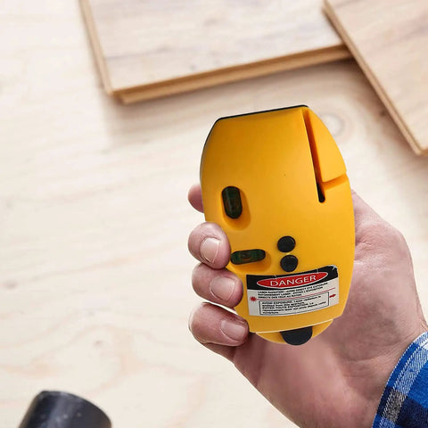 90 Degree Laser Level Tool With Red Beam For Interior Walls, Super Handy For Home DIY Projects, Delivers Straight Line And Cross Line Plus Vertical Corner Line, Self Leveling Laser Gauge For Picture Hanging Cabinets And Tight Layouts, yellow handheld