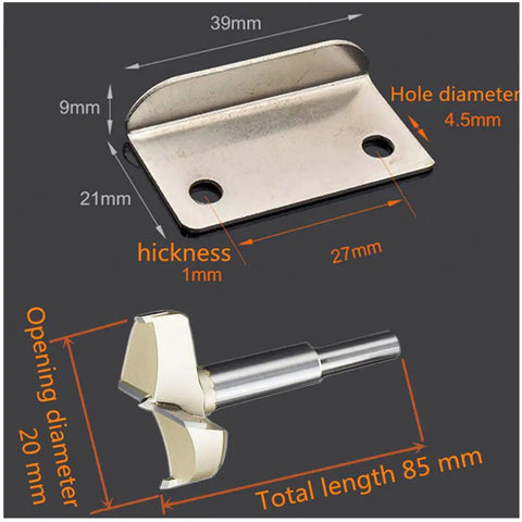 Gold Drawer Lock And Door Puncher Set For Desks Cabinets And Jewelry Boxes With 0.75 Inch Door Opener Hole Fits 27 To 32 mm Door Panels Model CT-138-32 close-up view showing dimensions and components.