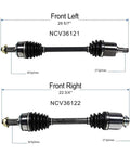 Front CV Axle Pair For Honda Accord And Acura TSX FWD Shaft Assembly Left Right Auto Or Manual Trans 2 4L L4 Compatible 2008 2009 2010 2011 2012 2015 2016 2017 showing dimensions and spline count