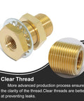 Beefy Brass Bulkhead Fittings 1/4 NPT Female To 1/4 NPT Female Straight Connector with clear thread detail