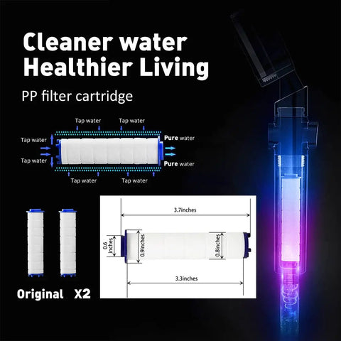 High Pressure Handheld Showerhead With Filters And Vortex Hydro Jet Turbo Propeller 360 Degree Rotating, filter cartridge details
