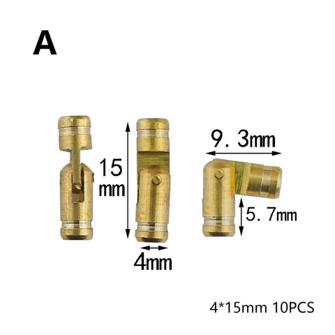10 Pack Copper Barrel Hinges For Cabinets Hidden Concealed Brass Hinges For Furniture Hardware size 4x15mm front and side view