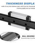 Close-up of MGN12 450mm Linear Rail Guide With MGN12H Bearing Block For DIY 3D Printing, showing thickness and ball bearing detail.
