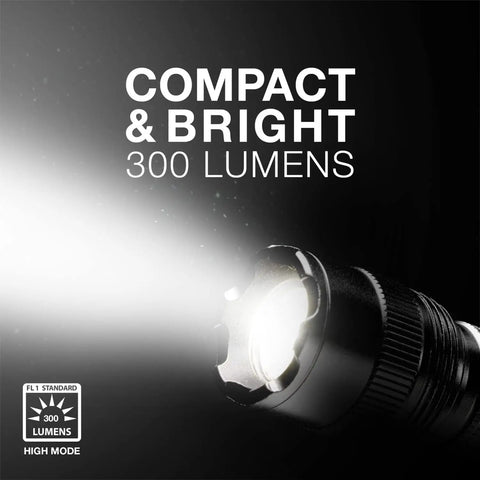Heavy Duty Tactical LED Flashlight For EDC, Camping And Emergencies, Water Resistant Aluminum Body Torch, 300 Lumens Bright Beam