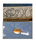 USZWBY Vessel Sinks Bathroom Vessel Sink Chinese Style Ceramic Washbasin featuring floral design and faucet hole.
