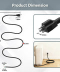 Heavy Duty 8 Foot 16 Gauge 3 Wire Power Tool Cord 3 Prong Replacement Cable For Drills Saws Vacuums Motors And Appliances SJT VW 1 Rated 105 C 13 Amp 1500 Watt Great For Home Projects layout and dimensions
