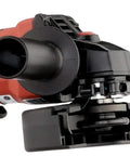 Close-up of 7 Amp 4.5 Inch Angle Grinder with Dead Man Switch Slim Red Powerhouse for Metal Cutting and Grinding detail view