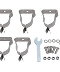 Rock Solid Heavy Duty Window Well Cover Clamps Plus Spring Clips Crafted From Cold Rolled Steel With Zinc Plating For Corrugated Metal And Plastic Wells Perfect For Any Outdoor Job Site To Secure Covers Tight and Tough 5 Pack, with wrench and hardware