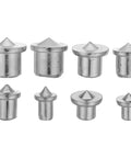 Eight Piece Pro Grade Metal Doweling Center Pins And Dowel Locator Plugs For Woodworking Drill Alignment And Hole Transfer Tool